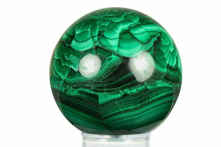 Flowery, Polished Malachite Sphere - DR Congo #284425